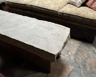 Large stone slab coffee table