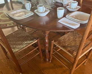 Cherry table and cherry ladder back chairs
