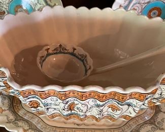 Inside soup tureen w ladle