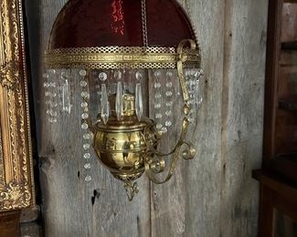 Hanging cranberry lamp