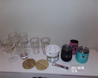 Yeti style wine cups, marble coaster, corkscrew