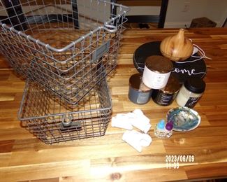 wire baskets and decor
