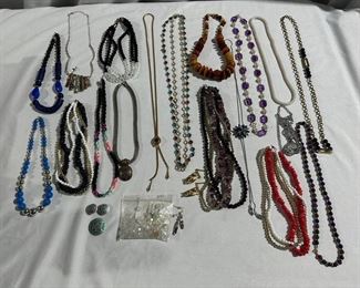Collection of Costume Necklaces Including Multi Strand Slide Wooden Plus Other Jewelry Items