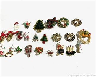 Holiday Themed Pins with 2 Pair of Earrings
