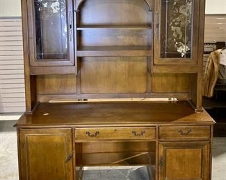 Hooker Computer Credenza Desk with Lighted Hutch