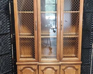 Mid Century One Piece China Cabinet with Screen Doors