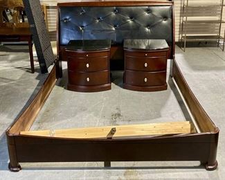 Modern King Sized Bed Frame and Pair of Nightstands