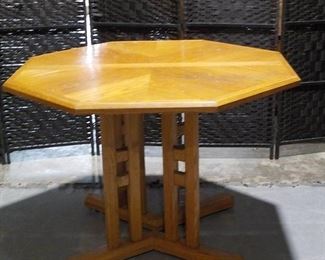 Small Vintage Oak Dining Table with Octagonal Shape