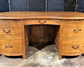 Vintage Kidney Shaped Walnut Desk