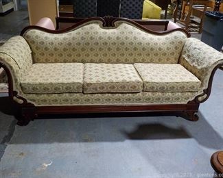 Vintage Swan Neck Sofa with Fabulous Cloth Upholstery