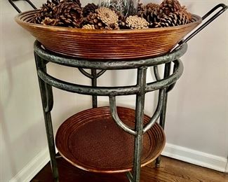 5. Two Tier Decorative Stand w/ Metal Base and Tray Top (28" x 30")
