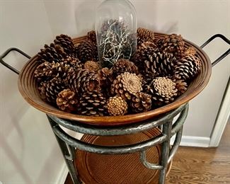 5. Two Tier Decorative Stand w/ Metal Base and Tray Top (28" x 30")