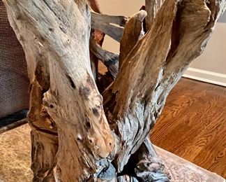 12. Glass Top Accent Table w/ Wood Base (27" x 24")