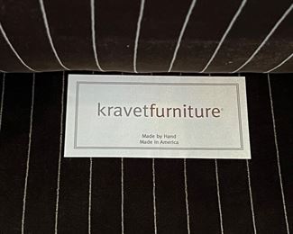 14. Kravet Furniture Pinstripe Club Chair w/ Complementary Piping (35" x 36" x 37")