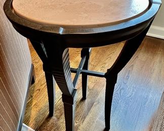 13. Inset Stone Top End Table w/ Metal Base (15" x 23")