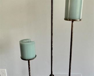 24. Set of 3 Metal Standing Candle Holders (largest 50"h)