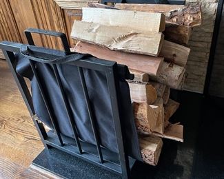 30. Black Metal Log Holder (22" x 14.5" x 20")