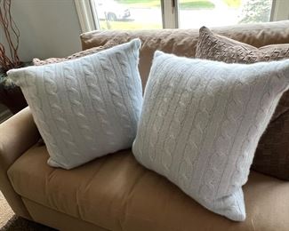 27. Pair of Restoration Hardware Cashmere Cable Knit Pillows (21")