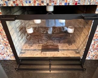 16. Glass Front Metal Framed Fireplace Screen (39" x 70" x 30")