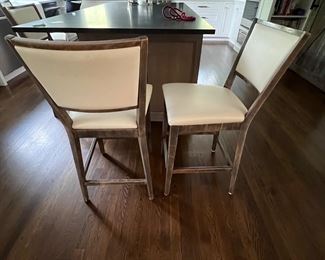 35. Set of 4 Wood Framed Counter Stools (18" x 19" x 40" seat ht 25")