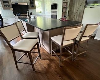 35. Set of 4 Wood Framed Counter Stools (18" x 19" x 40" seat ht 25")