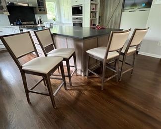 35. Set of 4 Wood Framed Counter Stools (18" x 19" x 40" seat ht 25")