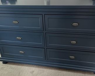 45. Blue Six Drawer Dresser (58" x 20" x 34")