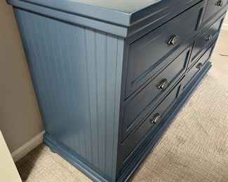 45. Blue Six Drawer Dresser (58" x 20" x 34")