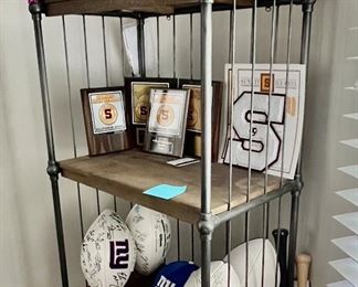 48b. Rustic Wood Bookshelf w/ Metal Frame on Casters (25" x 16" x 31")