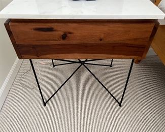 55. Stone Top End Table w/ Metal Base (14" x 20.5" x 22")