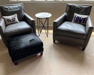 64. Cowhide Ottoman w/ Nailhead Detail (20" x 26" x 13.5")