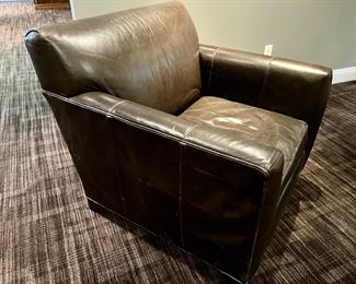72. Crate & Barrel Leather Club Chair (34" x 34" x 34")