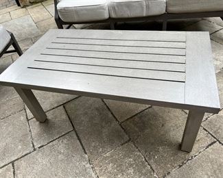 "80. Summer Classics 3 Cushion Sofa (75"" x 33"" x 38"")
Arm Chair (31” x 30” x 38”)
Metal Coffee Table (48” x 26” x 20”)
Glider Chair (30” x 32” x 38”) 
w/ Cushions and Covers