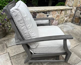 "80. Summer Classics 3 Cushion Sofa (75"" x 33"" x 38"")
Arm Chair (31” x 30” x 38”)
Metal Coffee Table (48” x 26” x 20”)
Glider Chair (30” x 32” x 38”) 
w/ Cushions and Covers