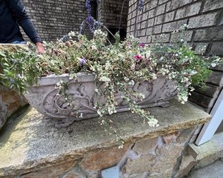 86. Rectangle Footed Cement Planter (28" x 14" x 9")