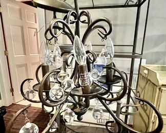 101. 5 Light Metal Chandelier w/ Glass Sphere Drops (18" x 20")