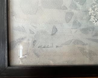 501. Signed Watercolor by Cecil K Muted Landscape (38" x 25.5")