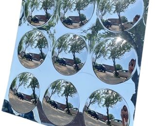 Mid Century Chrome Plexiglass Mirror att to Turner