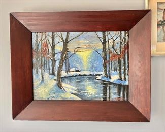 E. Koster snow scene framed oil 