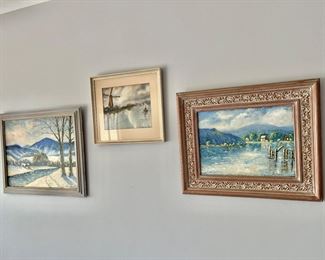 E. Koster signed oil and watercolor (windmill) 