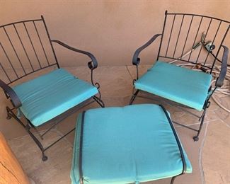 Vintage wrought iron gliders chairs and ottoman