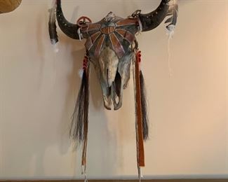 Painted buffalo skull