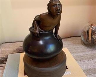 Roxanne Swentzell (Santa Clara 1962-) 'Making Babies for Indian Market' bronze, purchased from the artist