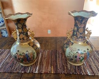 Pair of Satsuma vases, ca 1900, 18"