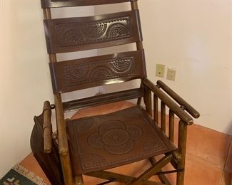 Klaussner tooled leather high rocking chair