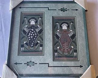 Sammy Myerson (Navajo) sandpainting in original wrap, 24" x 24"