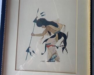 Leonard 'Black Moon' Riddles (1919-2003) gouache painting, 19" x 15"