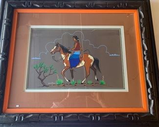 Eddie Tsosie (Navajo 1948-) gouache painting 29 1/4" x 35 1/2"