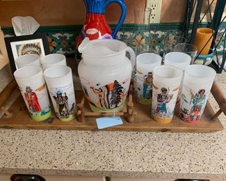 Acee Blue Eagle 1950s glassware with rare tray