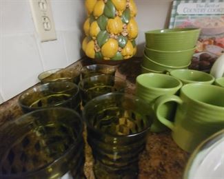 Whitehall green Indiana Glass tumblers